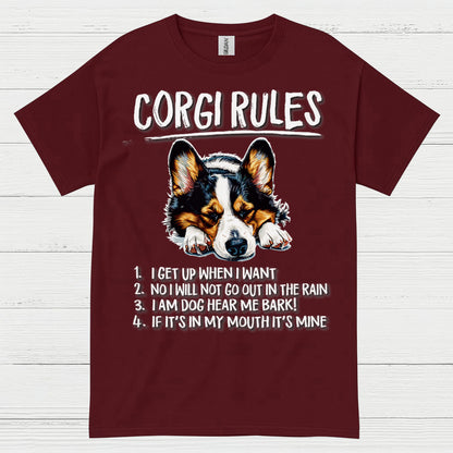 Corgi Rules Funny Dog T Shirt