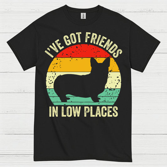 Low Places Friends Corgi Retro T Shirt