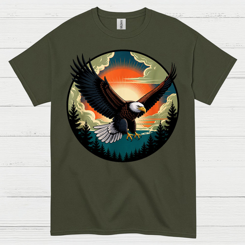 Vintage Bald Eagle Sunset Wilderness Freedom T Shirt