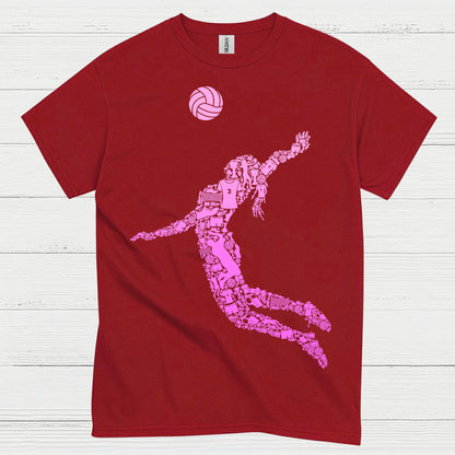 Pink Volleyball Player Silhouette T Shirt