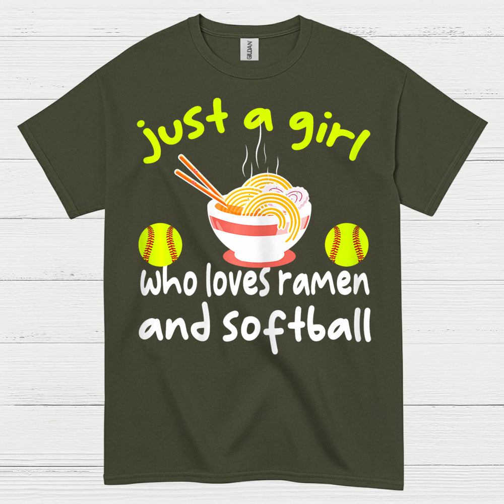 Just A Girl Who Loves Ramen And Softball T Shirt