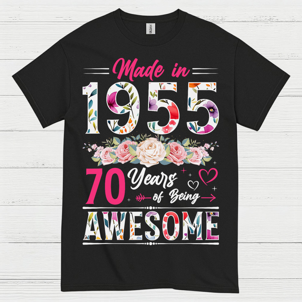 Made in 1955 70 Years Awesome T Shirt
