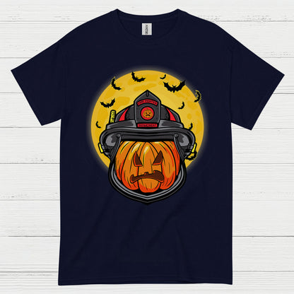 Firefighter Pumpkin Helmet Halloween T Shirt