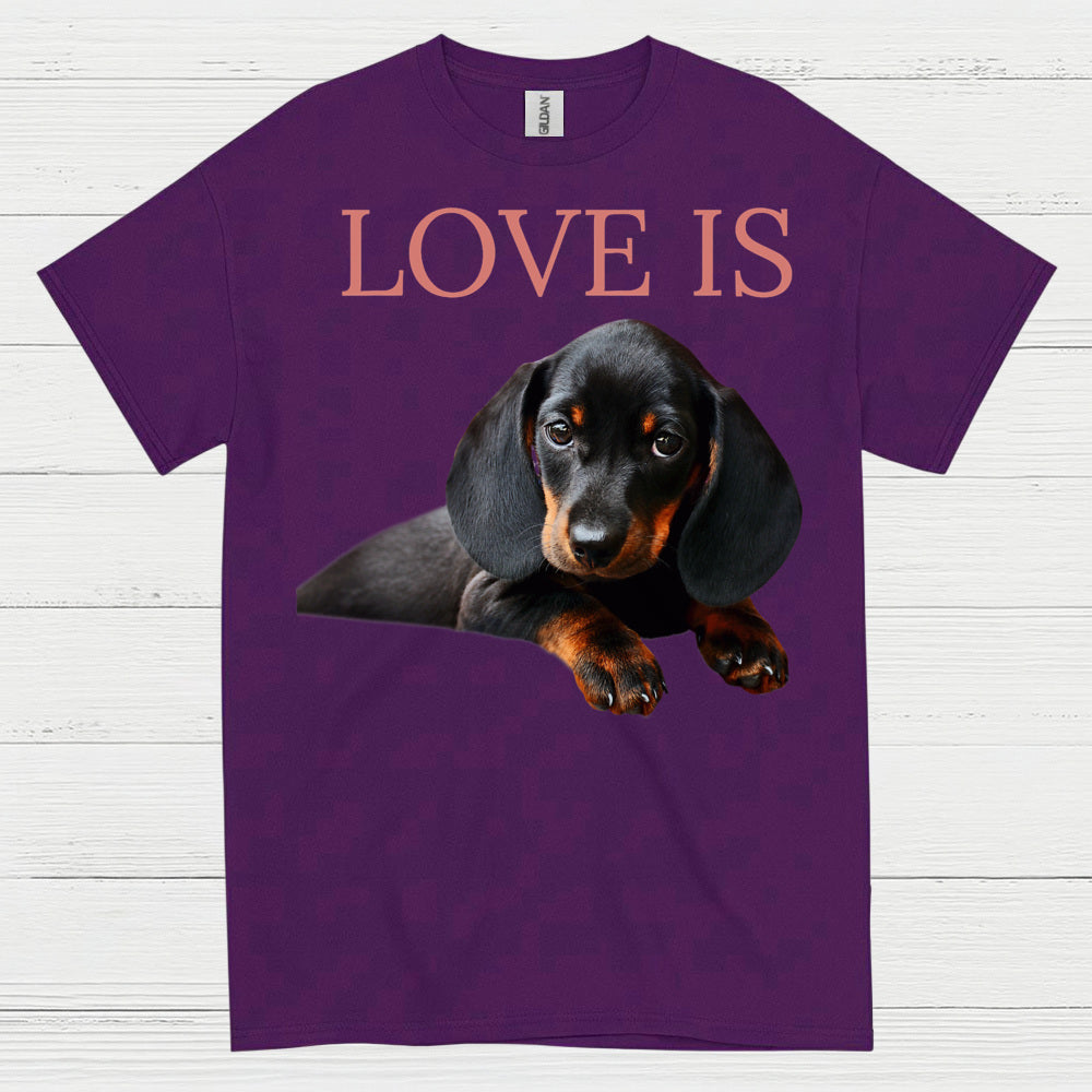 Love Is Black And Tan Dachshund Puppy T Shirt