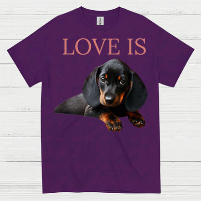 Love Is Black And Tan Dachshund Puppy T Shirt