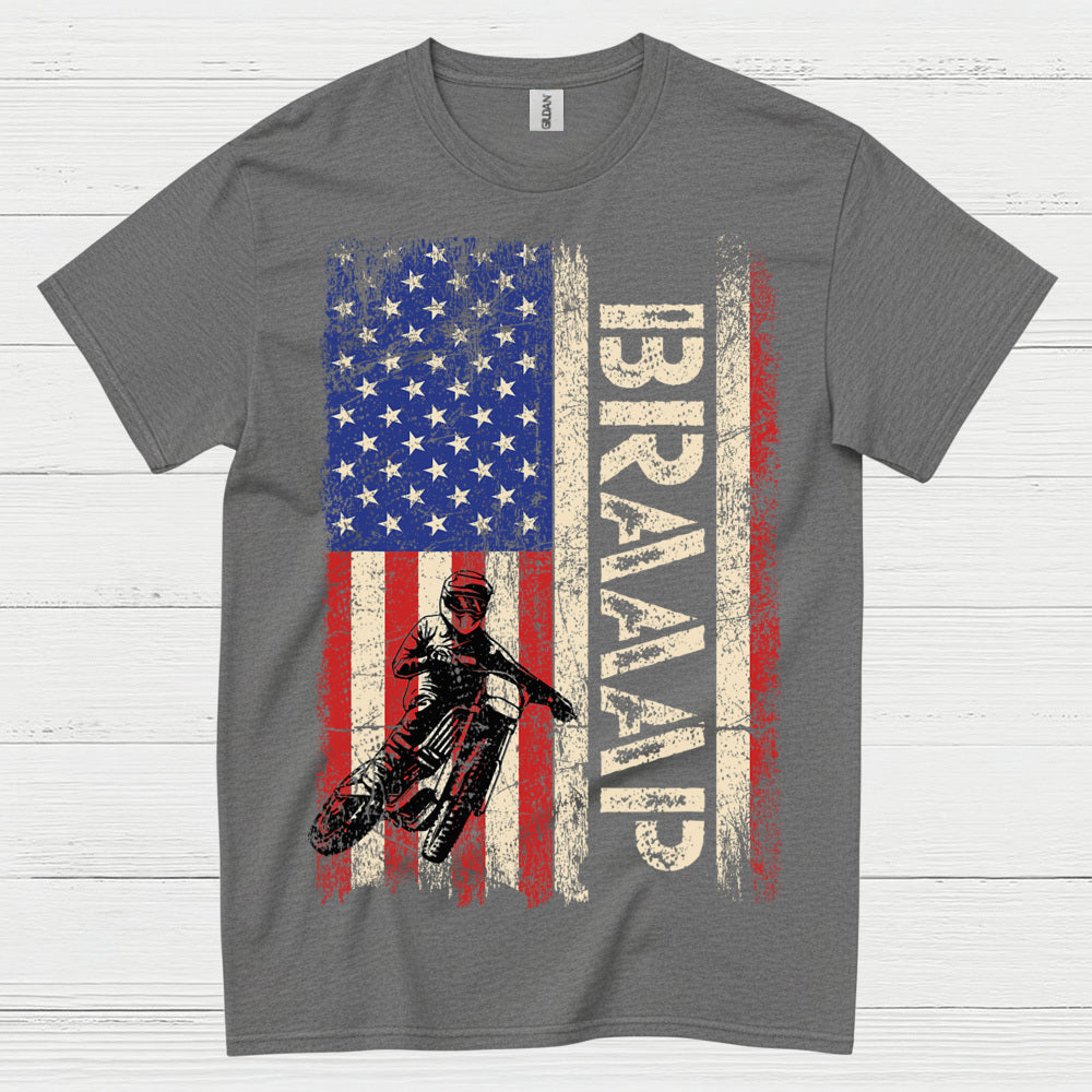 Just Braaap American Motocross Flag T Shirt