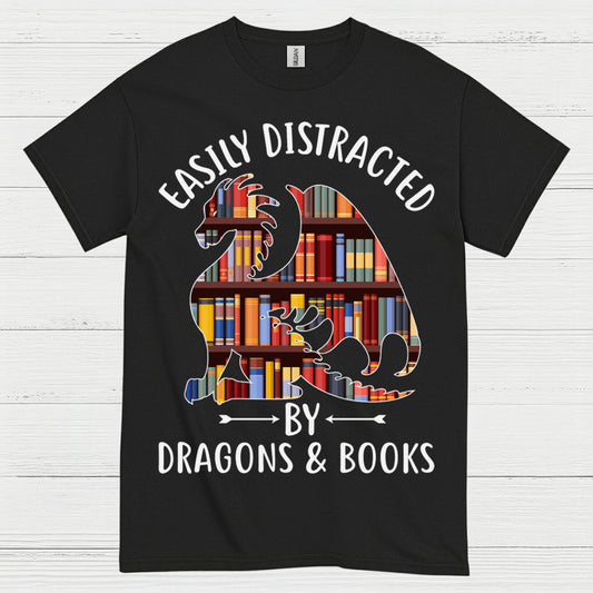 Easily Distracted By Dragons And Books T Shirt