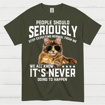 Stop Expecting Normal Cat Humor T Shirt
