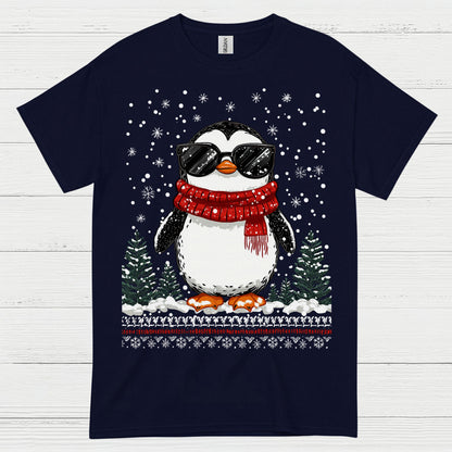 Cool Winter Penguin Christmas Graphic T Shirt