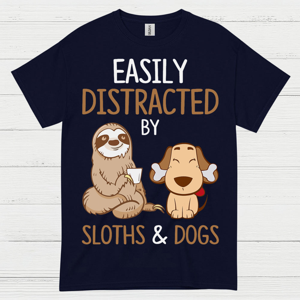 Easily Distracted Sloths And Dogs T Shirt