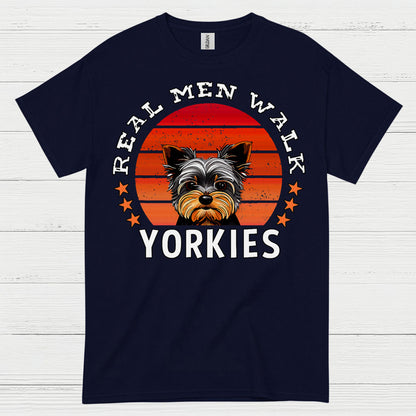 Real Men Walk Yorkies Funny Dog Dad T Shirt