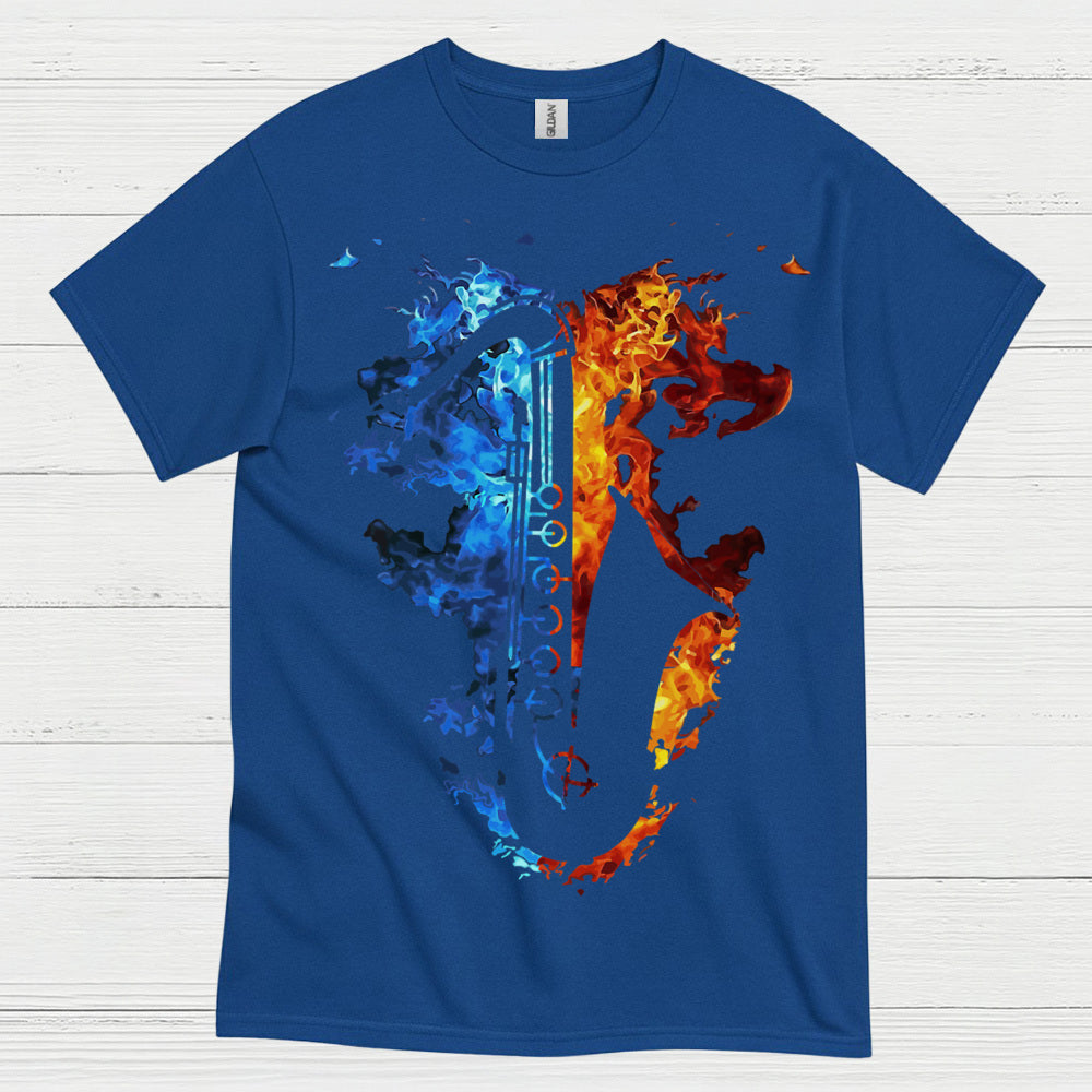 Fire And Ice Saxophone Music T Shirt