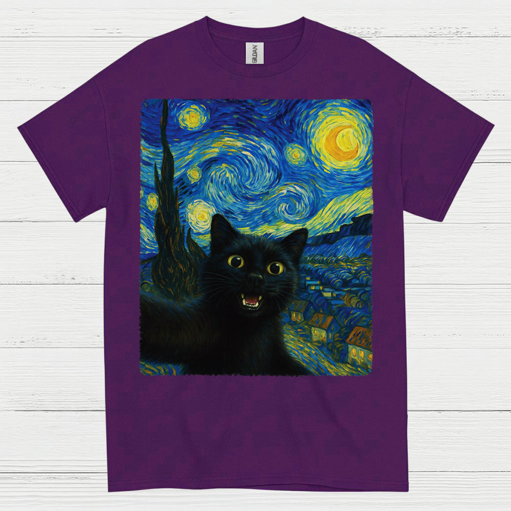 Playful Black Cat Art T Shirt