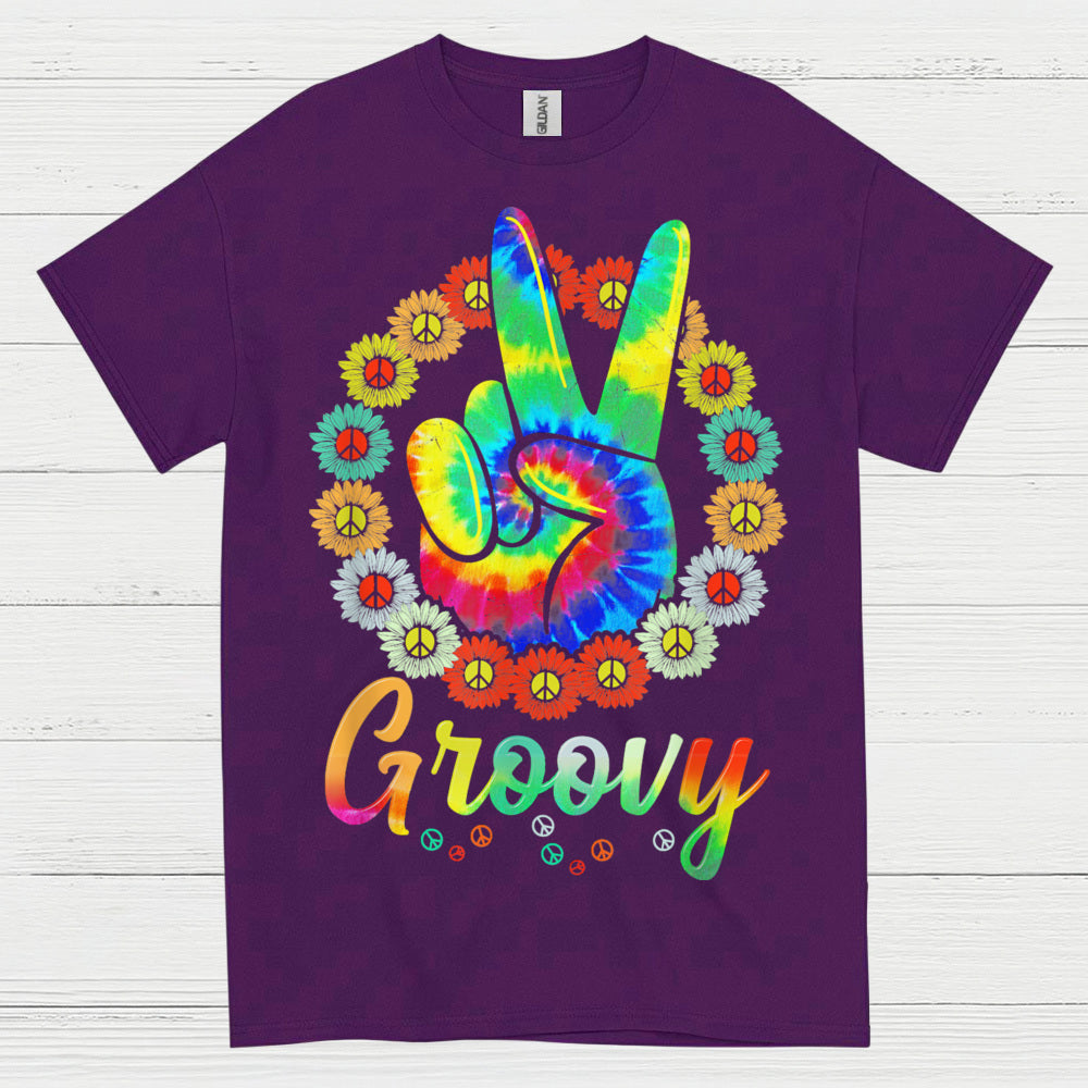 Groovy Tie Dye Peace Sign T Shirt