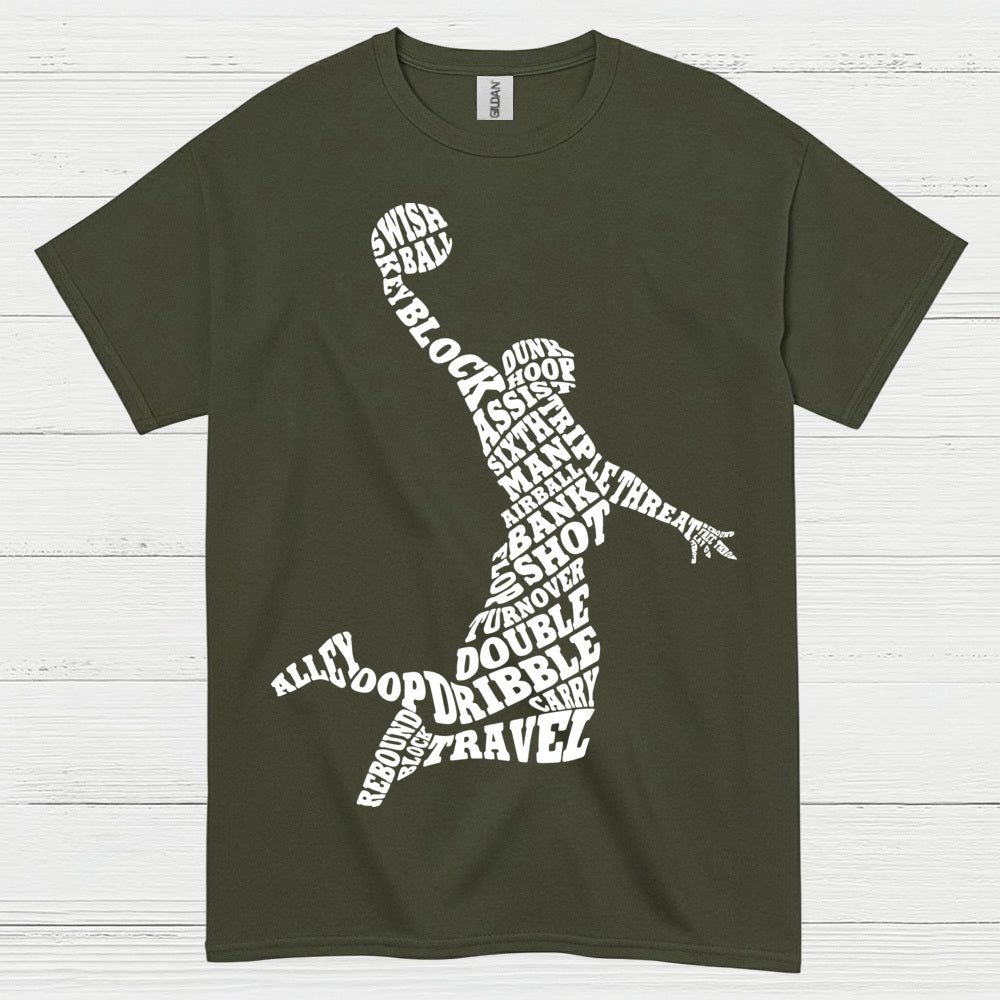 Basketball Word Art Dunk Silhouette T Shirt