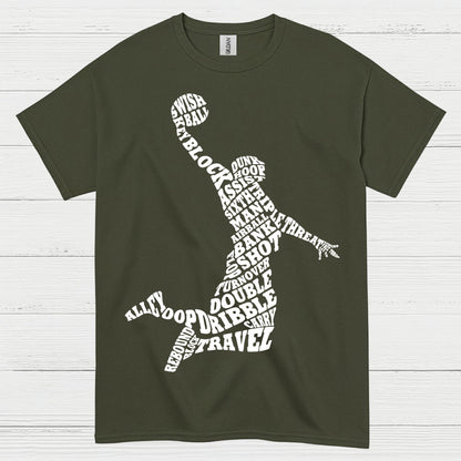 Basketball Word Art Dunk Silhouette T Shirt