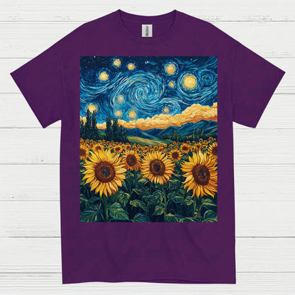 Sunflower Starry Night Art T Shirt