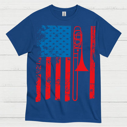 American Flag Trombone Patriotic T Shirt
