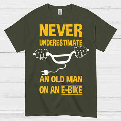 Never Underestimate Old Man E Bike T Shirt