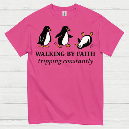 Walking By Faith Christian Humor T Shirt