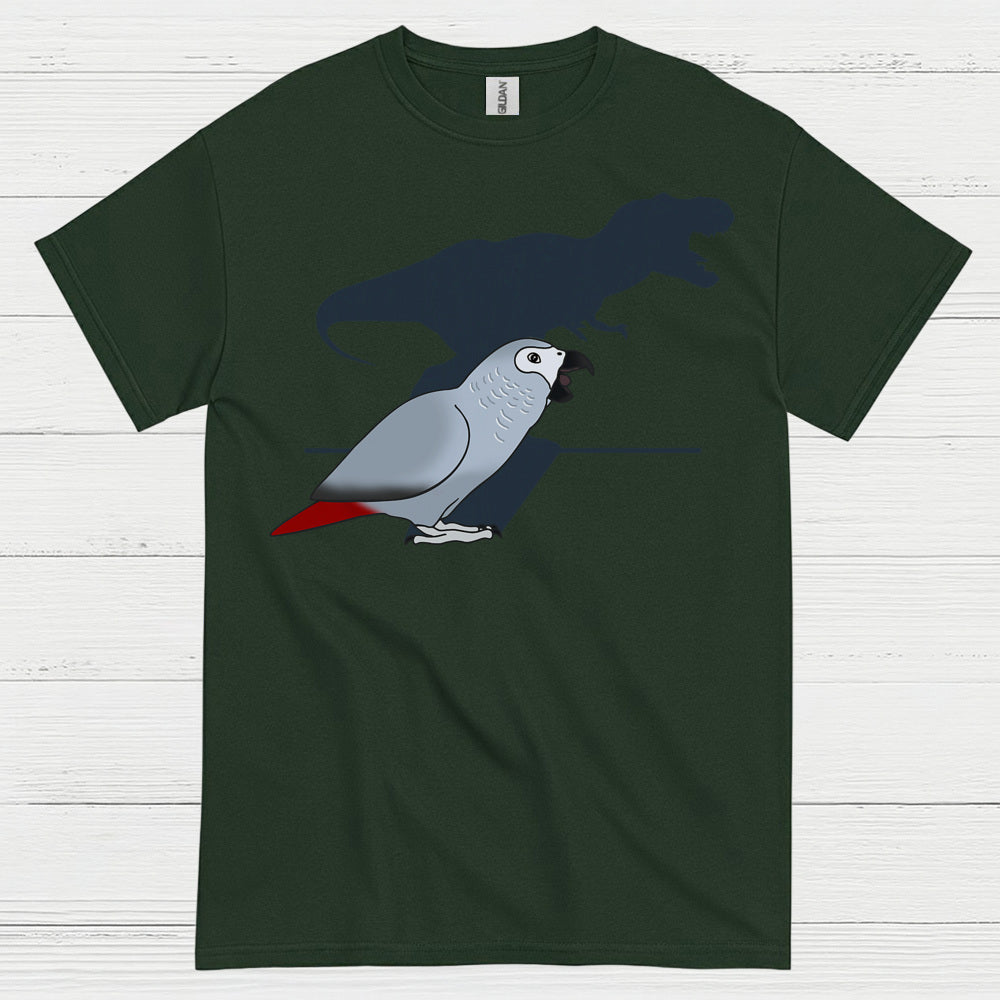 Funny African Grey Dinosaur Shadow T Shirt