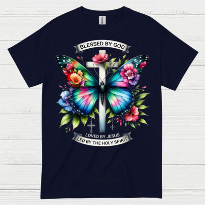 Blessed By God Butterfly Christian T Shirt