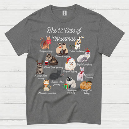 12 Cats of Christmas Cat Holiday T Shirt