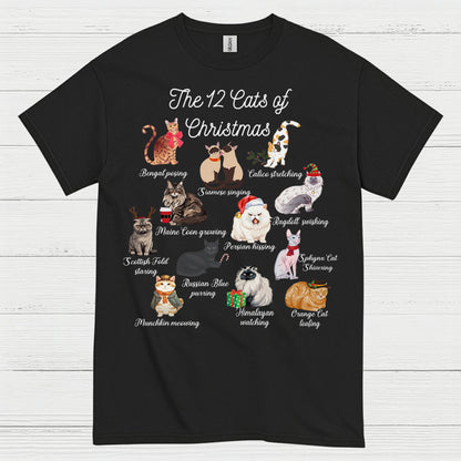12 Cats of Christmas Cat Holiday T Shirt