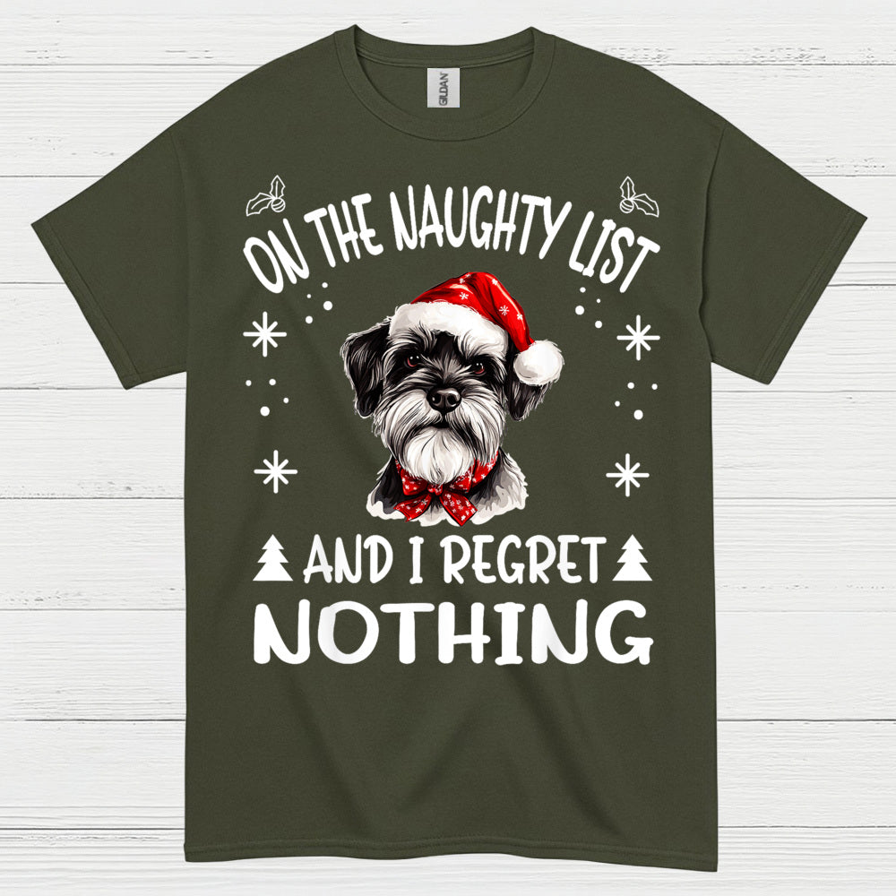 Naughty List Schnauzer Christmas T Shirt
