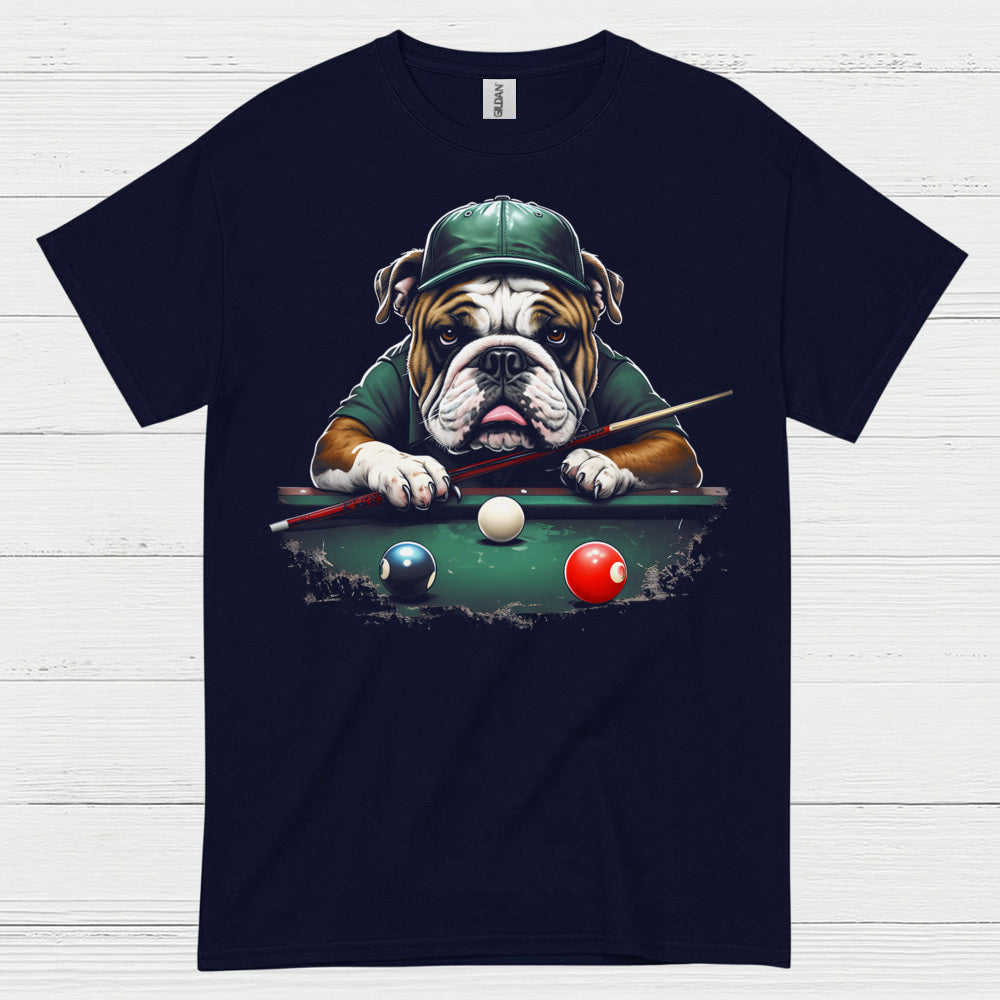 Bulldog Playing Pool Graphic T Shirt