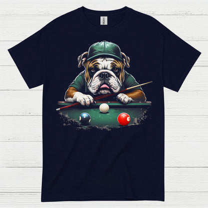 Bulldog Playing Pool Graphic T Shirt