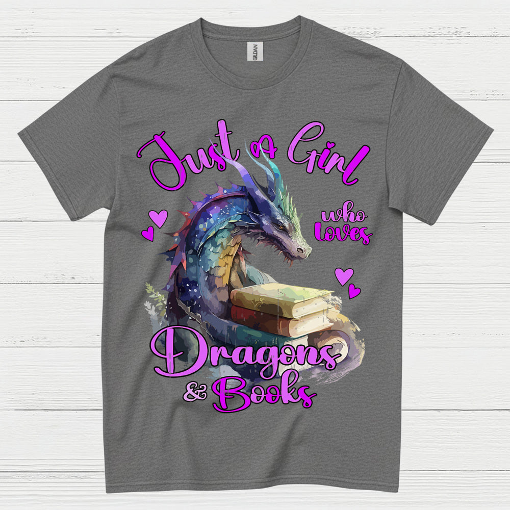 Dragon And Books Lover Girl T Shirt