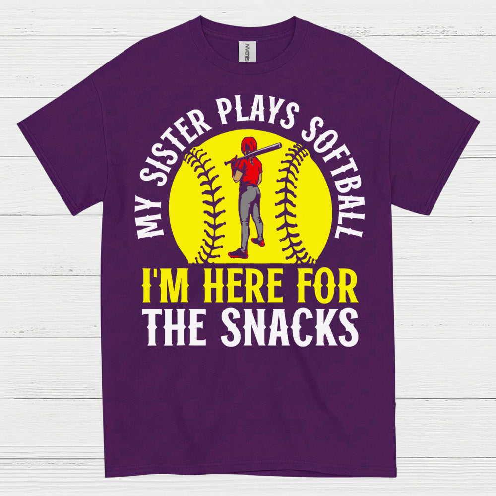 My Sister Plays Softball I’m Here For The Snacks T Shirt