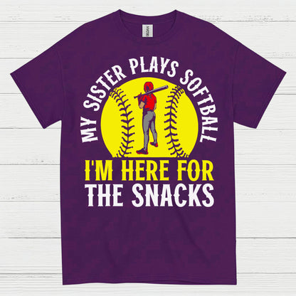 My Sister Plays Softball I’m Here For The Snacks T Shirt