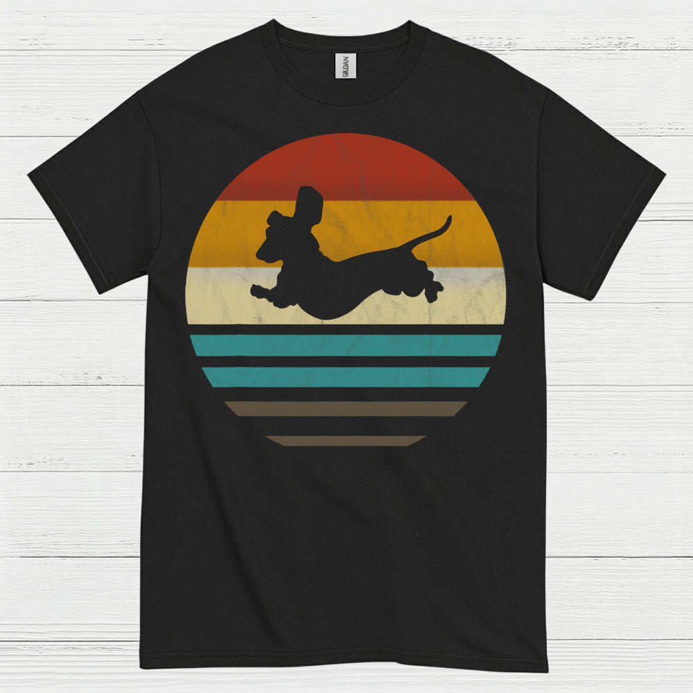 Retro Dachshund Silhouette Sunset T Shirt
