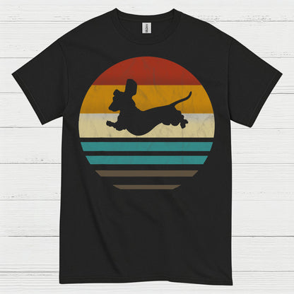 Retro Dachshund Silhouette Sunset T Shirt