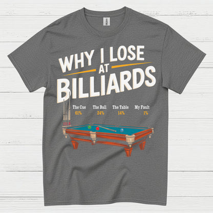 Why I Lose At Billiards Pool Humor T Shirt