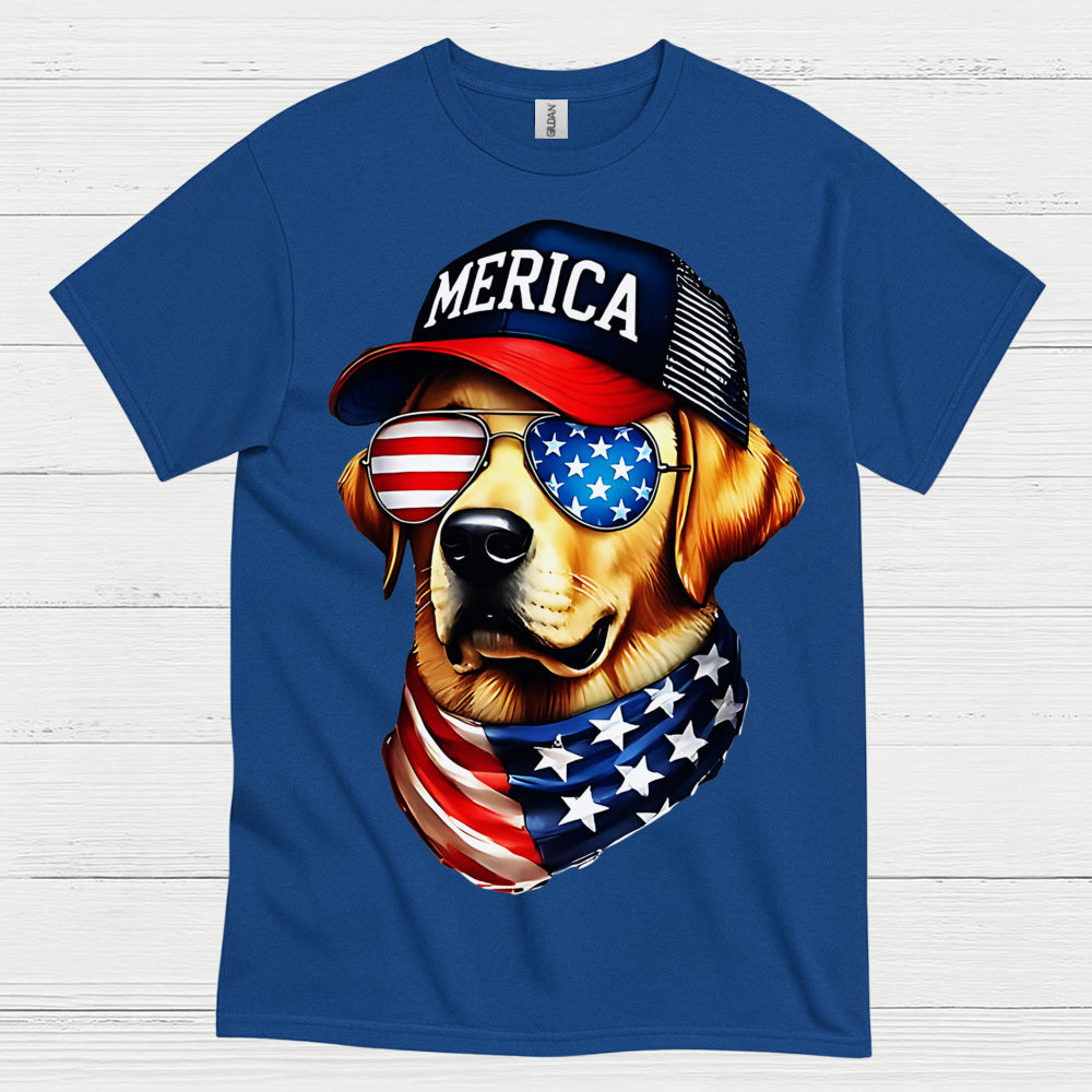 Patriotic Dog America Graphic T Shirt