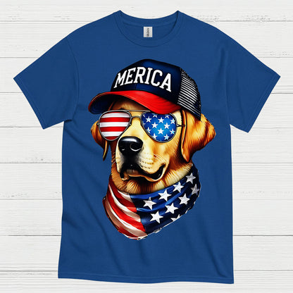 Patriotic Dog America Graphic T Shirt