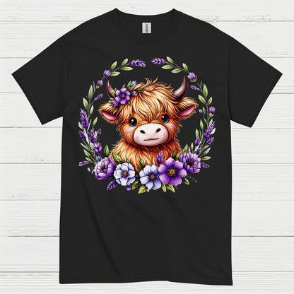 Floral Highland Cow T Shirt