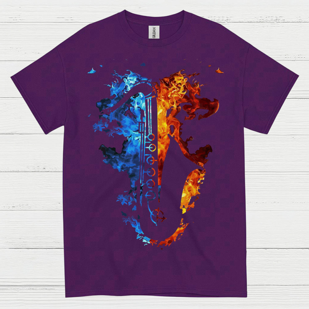 Fire And Ice Saxophone Music T Shirt