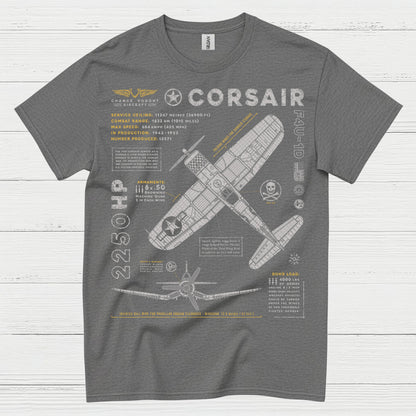 F4U Corsair Blueprint Aviation T Shirt