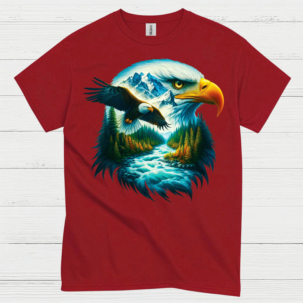 Majestic Bald Eagle Mountain River Wilderness T Shirt