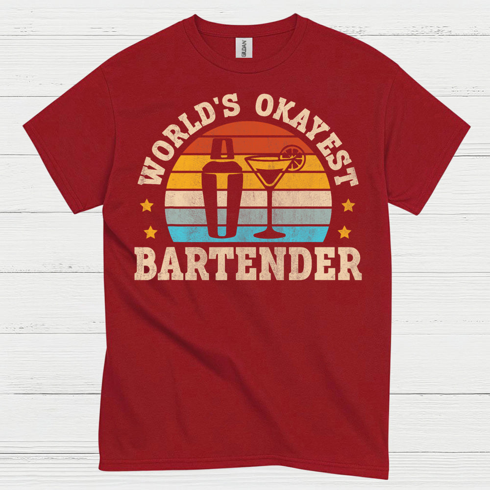 Worlds Okayest Bartender Vintage T Shirt