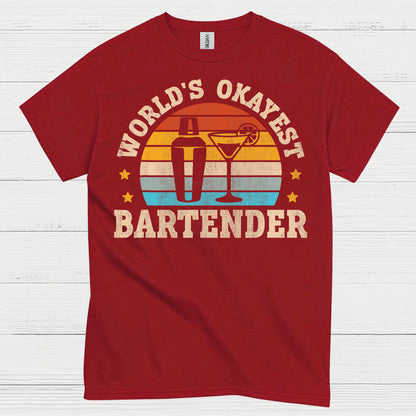 Worlds Okayest Bartender Vintage T Shirt