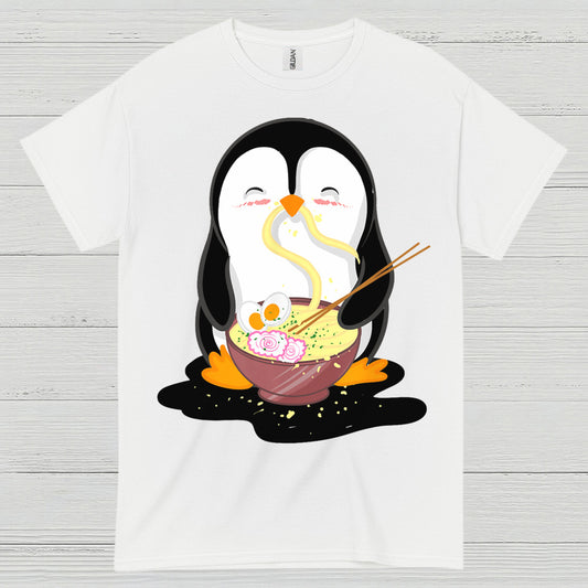 Cute Penguin Eating Ramen Graphic T Shirt