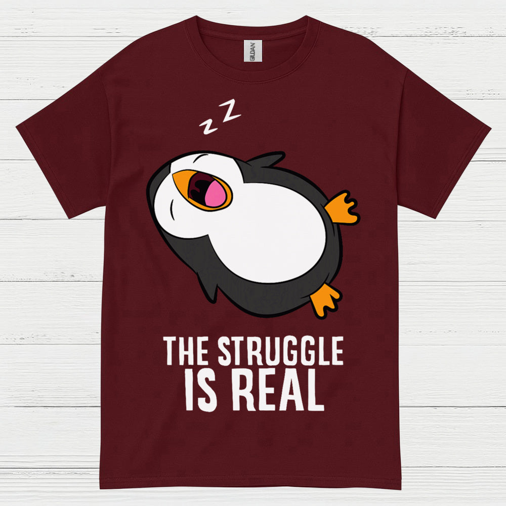 The Struggle Is Real Sleeping Penguin Funny T Shirt