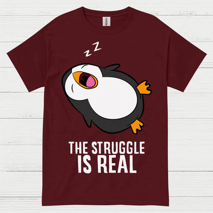 The Struggle Is Real Sleeping Penguin Funny T Shirt