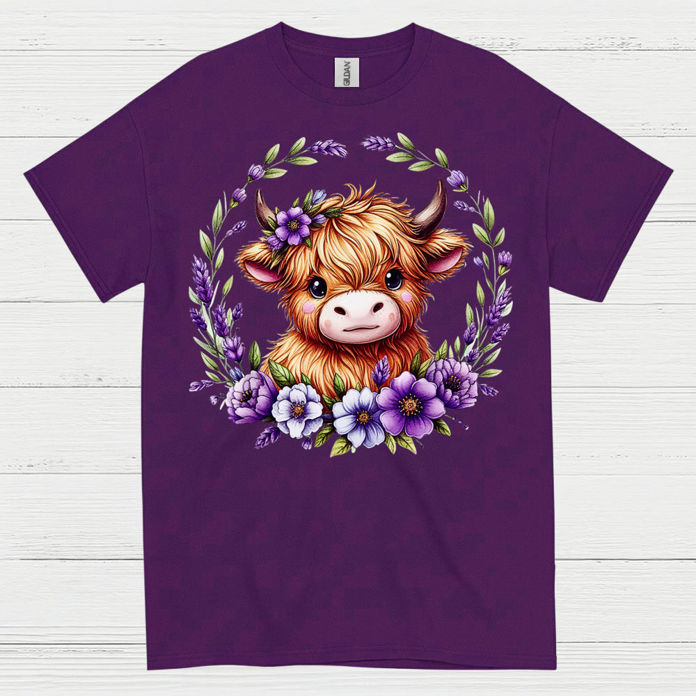 Floral Highland Cow T Shirt