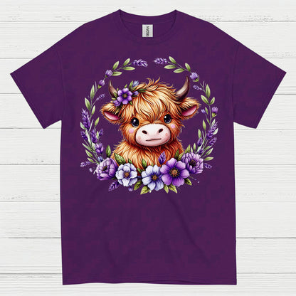 Floral Highland Cow T Shirt